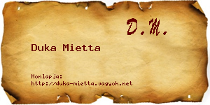 Duka Mietta névjegykártya